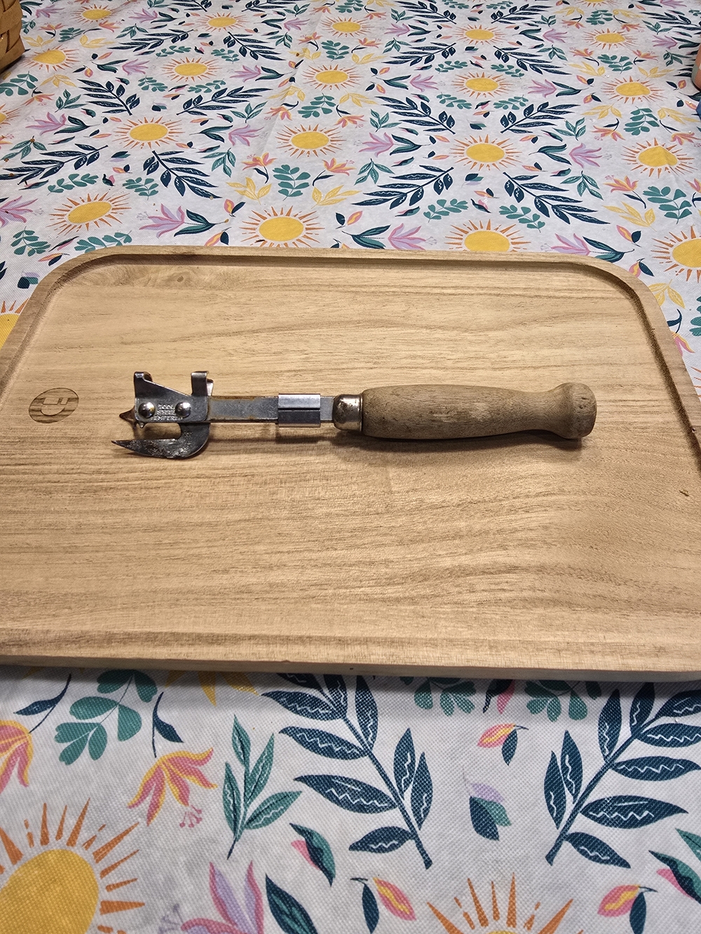Vintage A & J Wood Handle Can Opener